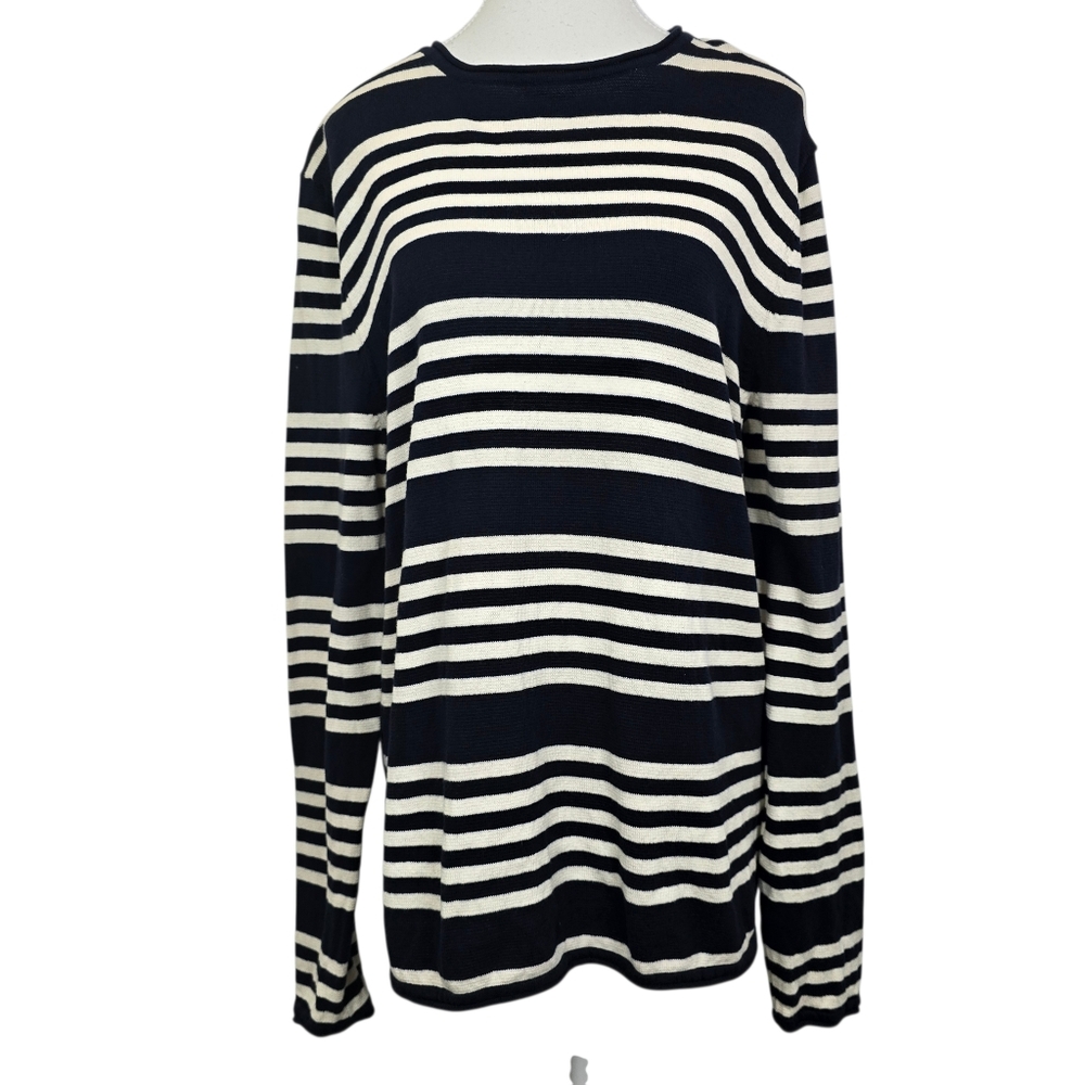 Only & Sons Navy Blue Striped Long Sleeve Sweater Men's Medium Nautical Office